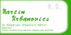 martin urbanovics business card